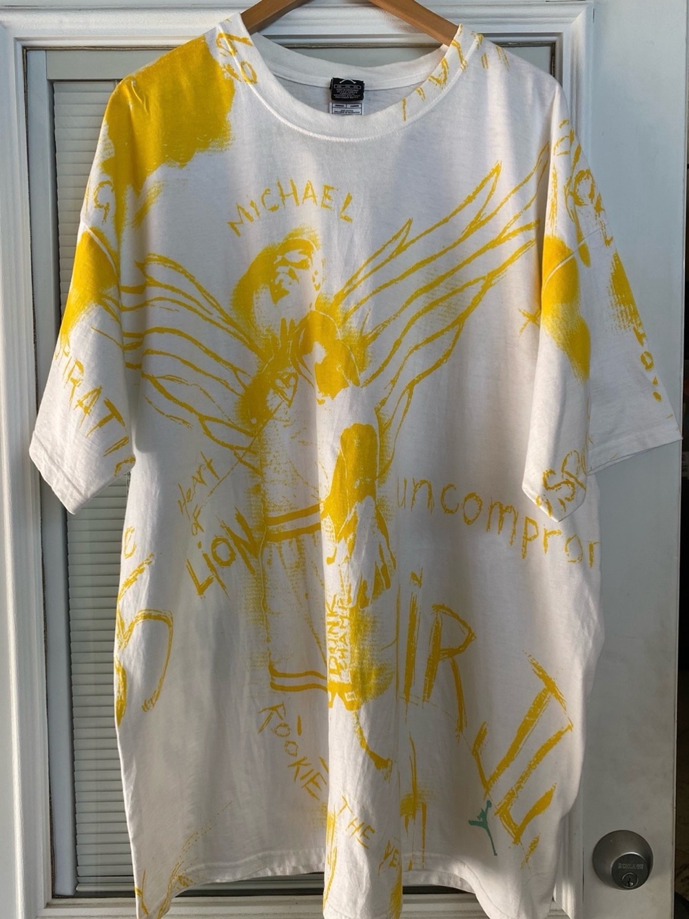 Jordan Michael Air All Over Graphic T-Shirt 3XL White Yellow Teal Jumpman